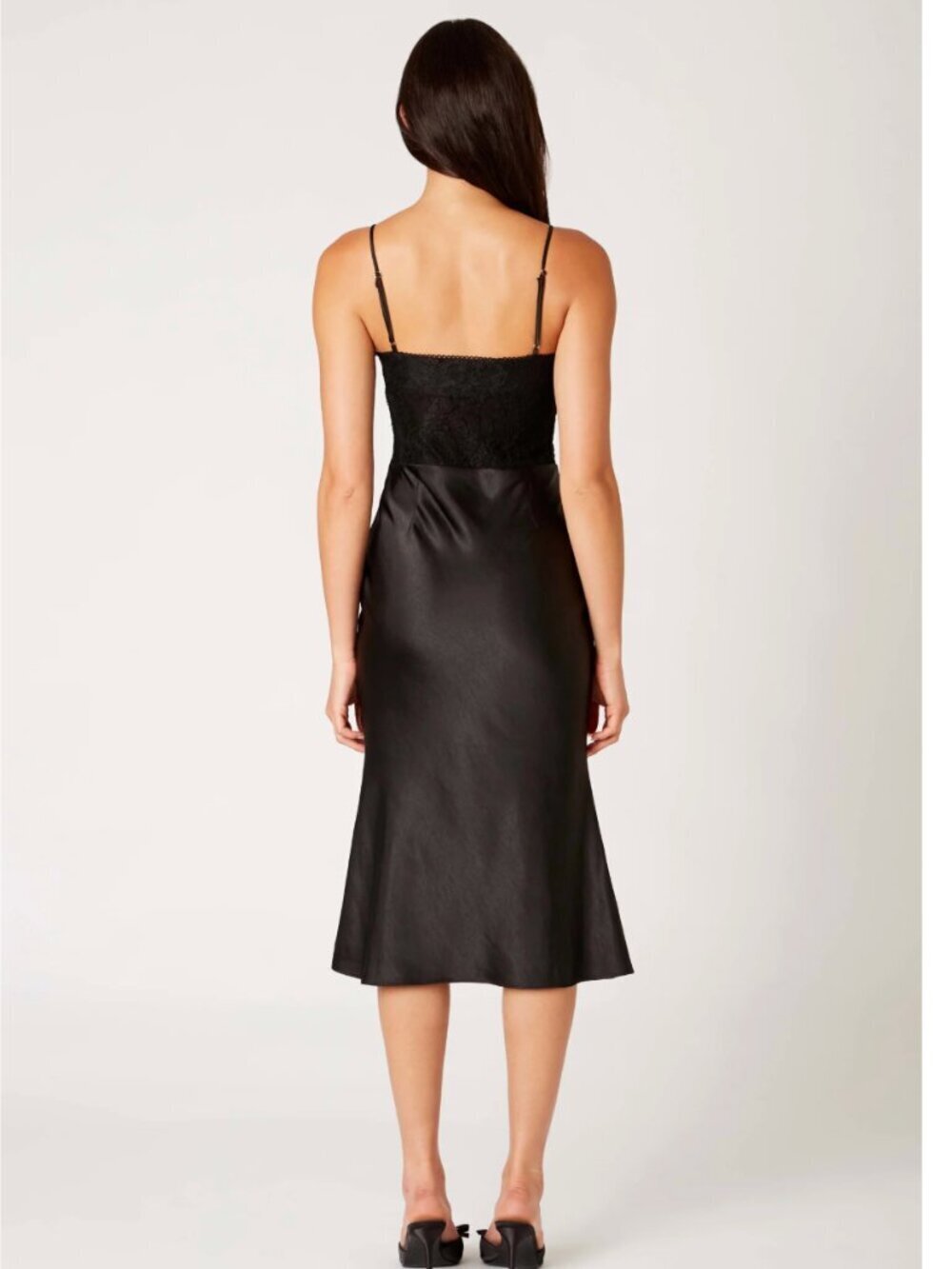NIA Frank Dress - Black Lace Corset Midi Satin Cami Small $118 - Picture 4 of 9